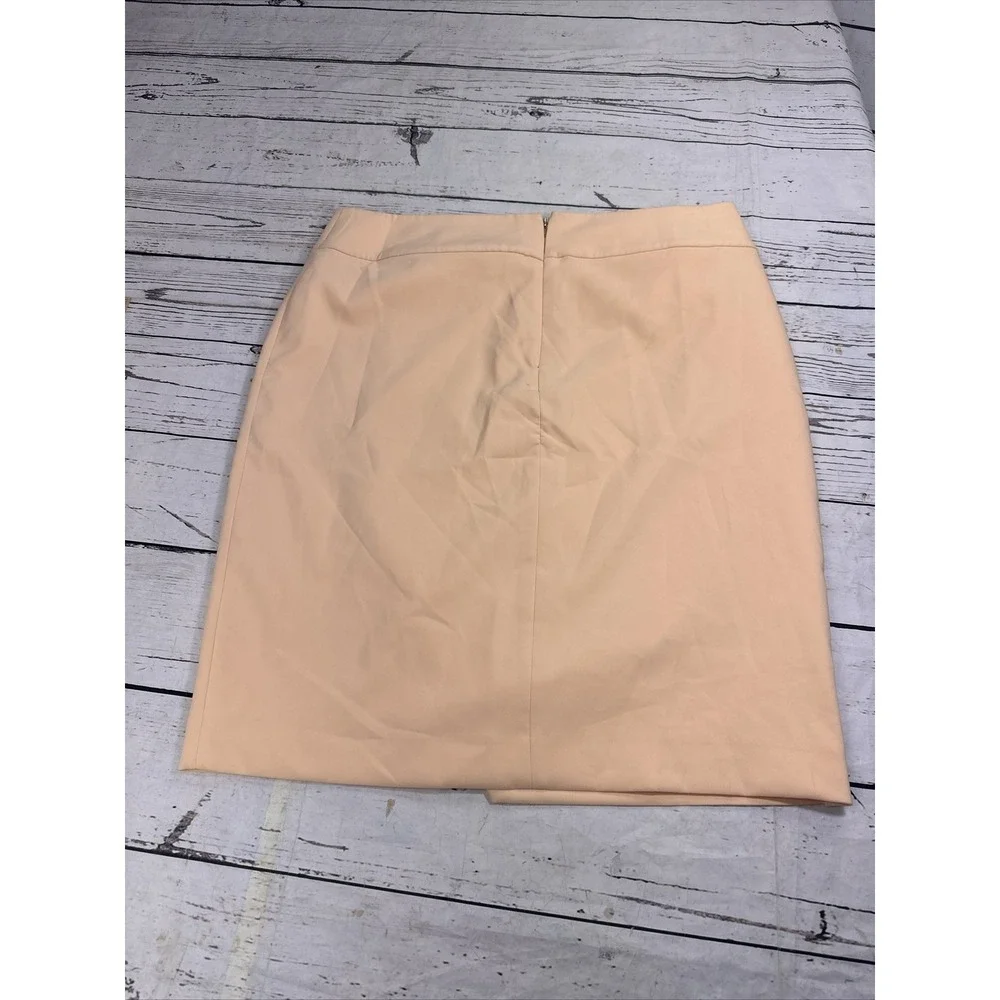 Calvin Klein Skirt 14 Peach Pearl Accent Buttons Knee Length Straight Pencil